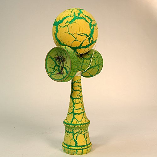 Bahama Kendama Grand Full Crackle - Black over Yellow Gloss Finish