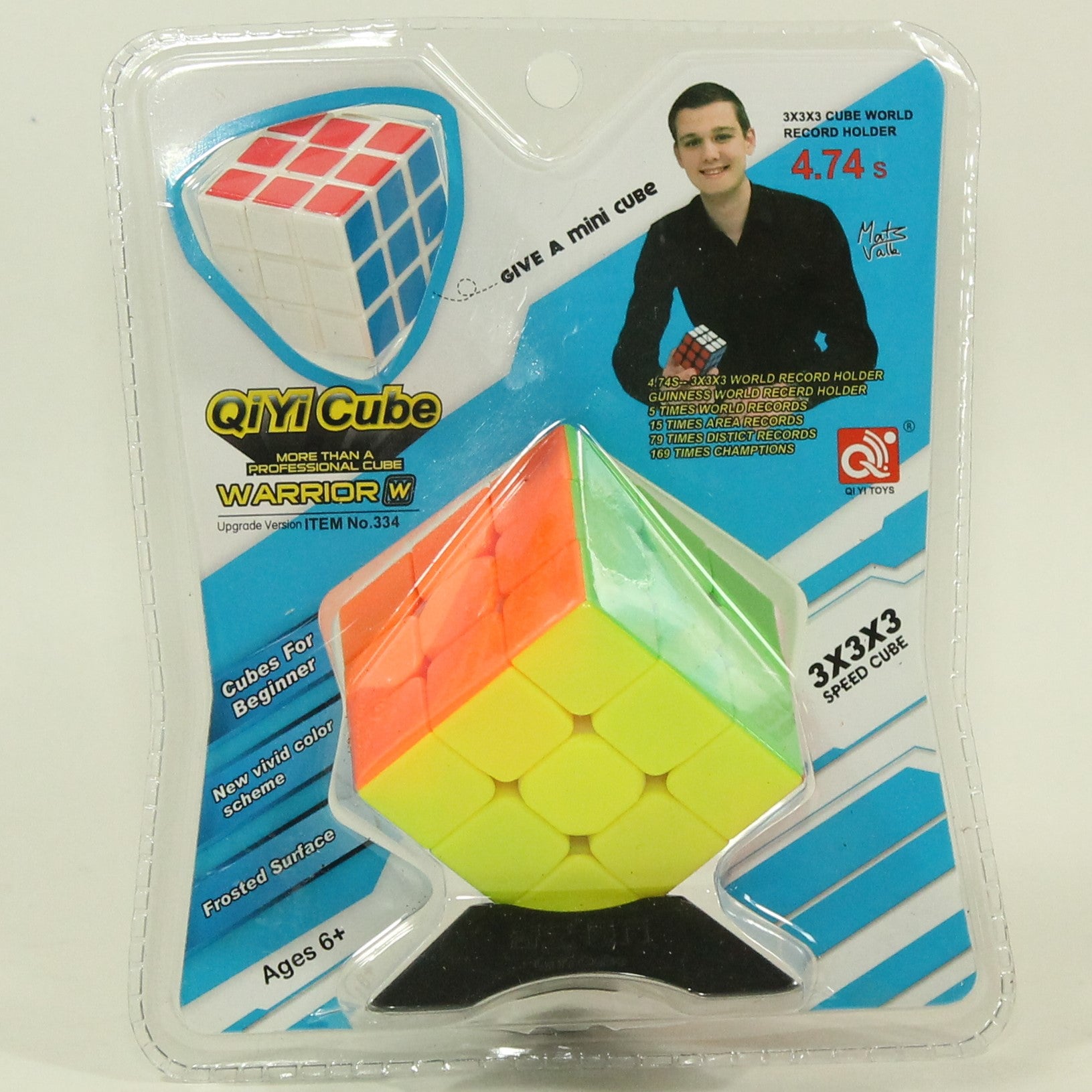 QiYi Puzzle Cube - Warrior W 3x3 Stickerless Cube with Bonus Mini Cube - Speedy QiYi