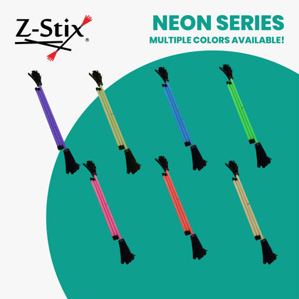 Z-Stix Professional Juggling Flower Sticks-Devil Sticks and 2 Hand Sticks, High Quality, Beginner Friendly - Neon Series Zeekio