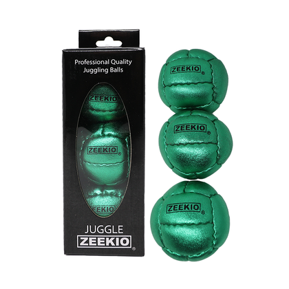 Zeekio Galaxy Juggling Balls - Metallic Series - Premium 12 Panel Genuine Leather Balls - 130g - 67mm - Pack of 3 Zeekio