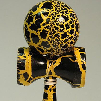 Bahama Kendama Grand Full Crackle - Black over Yellow Gloss Finish