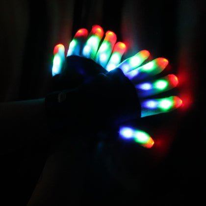 LED Light Up Gloves - 6 Function Light Effects - 1 Pair