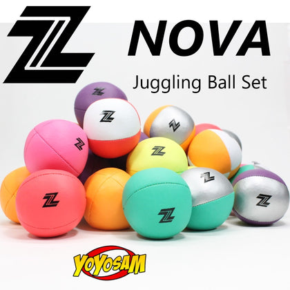 Zeekio Nova Juggling Ball Set - Stretch Bean Bag 4 Panel 120g Ball - Set of 3 Balls Zeekio